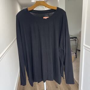 Lucky Brand Women XXL Long Sleeve Sweater Black Basic Crew Neck Pull Over NEW